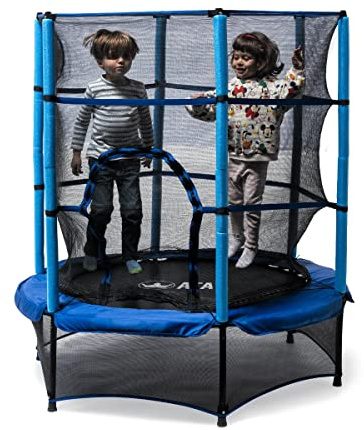 Cama Elástica Infantil ATAA 140 cm con Red de Seguridad, Trampolín para Niños Interior y Exterior, Estructura Galvanizada, Capacidad 50 kg, Azul