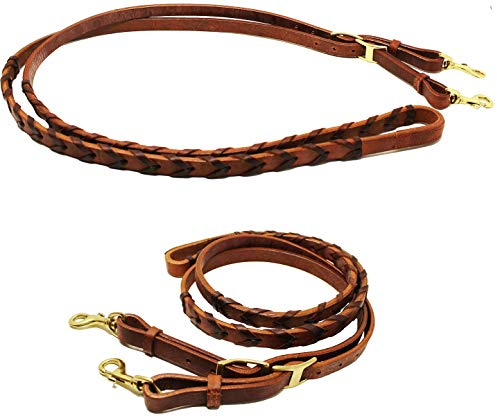 CHALLENGER Horse Western Leather Barrel Contest Laced Reins Brown 66RT10BR