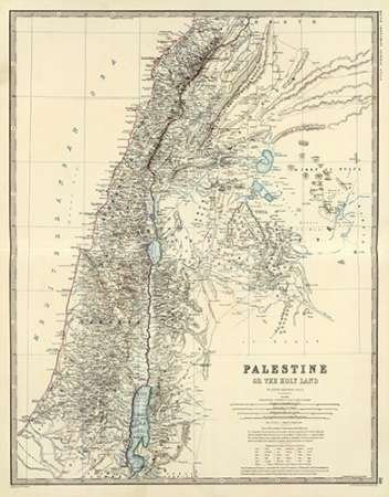 Bild på ROLLED CANVAS Palestina, 1861 Johnston Alexander Keith - museo vertikalt konsttryck kartor canvas fin konst 42_X_33_in