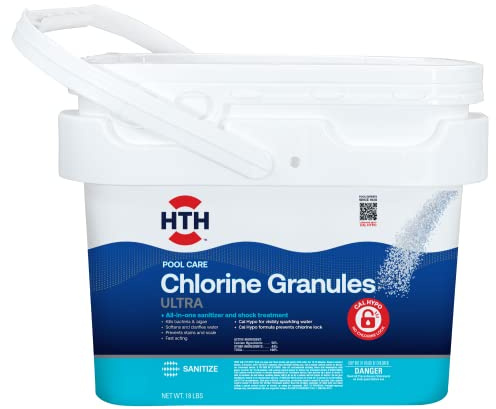 HTH Pool Care Chlorine Granules Ultra, Swimming Pool Chlorinating Sanitizer & Shock, Kills Bacteria & Algae, 18 lbs