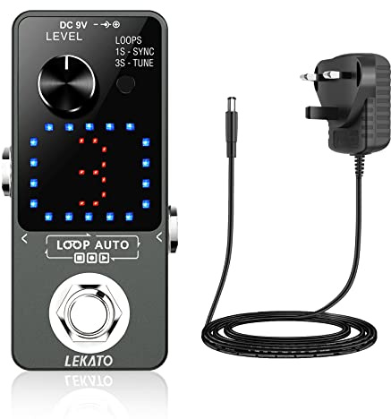 LEKATO Triple loop Pedal Synchronous Recording Electric Auto Guitar Looper Station Total 18 Minutes Unlimited Overdub Effect Pedal for Guitar Bass (Grey+Adapter)