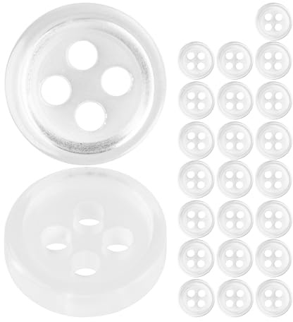 Botones para ropa, 24 piezas, 4 agujeros, Ø 8,9 mm, transparentes, de poliéster, tamaño 14L, botones de resina para chaqueta, abrigo, camisa, polo, botón de resina DIY, botones de lavandería