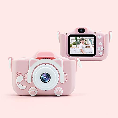 Warmiehomy Cute Kitty Kids Camera, 2.0 Inch HD Screen Children’s Camera with 32GB Card & Reader, Pink Educational Toy & Birthday Gift for Girls Ages 3-12
