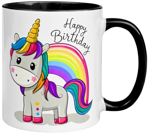 Geburtstagstasse Neutral | Happy Birthday - Einhorn | Geschenk Mann Frau | Tasse Geburtstagsgeschenk ohne Zahl Männer Frauen | Party Kaffeebecher | Geburtstagsparty Dekoration | Geburtstagstasse