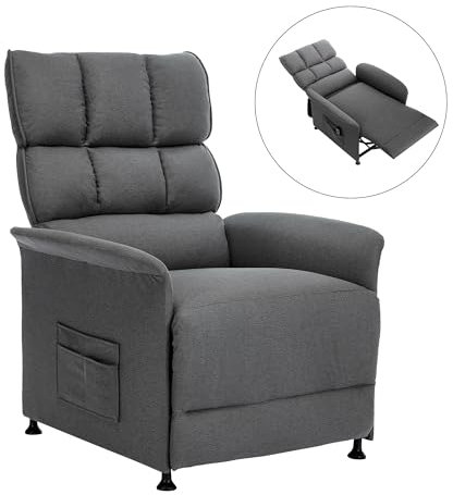 Merax Elektrischer Relaxsessel Fernsehsessel mit Liegefunktion Schlafsessel mit Fernbedienung und Aufbewahrungstasche, Geeignet für Wohnzimmer und Schlafzimmer, Grau
