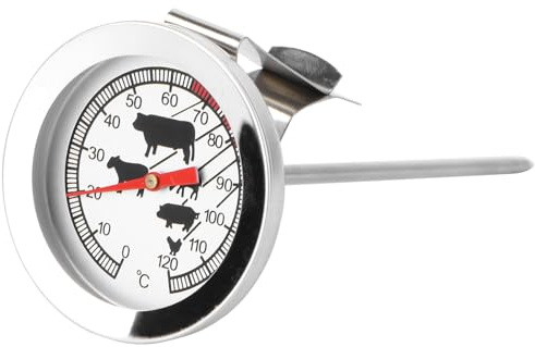 Yardwe Thermomètre Cuisine Métallique Blanc Ultra-rapide pour Barbecue et Four, Étanche et Portable, Outil de Mesure de Température Précis pour Grillades et Cuisson Extérieure