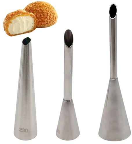 3 Pcs Long Doughnut Filling Piping Nozzle for Cream Puffs Eclairs Donuts Churros Filler Tip Professional Baking Pastry Injection Tool
