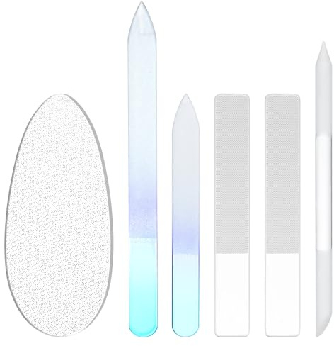 Set di 6 lime per unghie in vetro con punta lucidante per unghie naturali, unghie dei piedi, cura dei calli, cuticole e manicure/pedicure