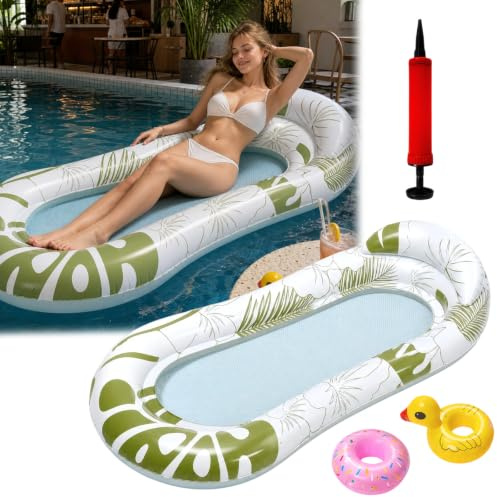 Pool Inflatables, Tanning Pool, 4 Pcs Sunbathing Pool Set with Inflatable Tanning Bed, Water Tanning Bed for Adults, Summer Relaxation with Green Design