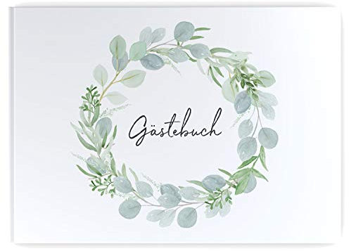 DeinWeddingshop Gästebuch Hochzeit | 104 Seiten | Hardcover DIN-A4 - ohne Fragen blanko | Hochzeitsgästebuch Hochzeitsalbum Hochzeitsbuch Hochzeitsgeschenk (Eucalyptus Green Love)