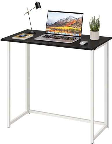 Dripex Compact Folding Desk No Assembly Required Computer Desk Folding Hobby Craft Table, Black