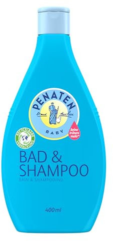 PENATEN Bad & Shampoo (400 ml), mildes Baby Bad & Shampoo formuliert ohne Parabene & Farbstoffe, speziell für Neugeborene entwickeltes Duschgel & Haarshampoo für zarte Babyhaut