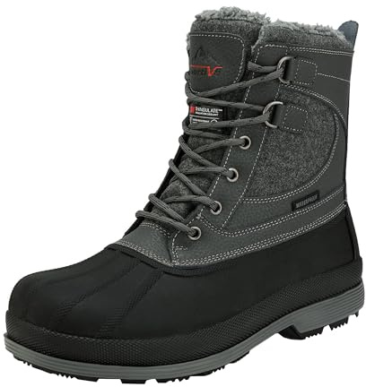 NORTIV 8 Men's Waterproof Winter Snow Hiking Boots Ankle High Boots, Grey/Black Size 10 UK Avenue-UK