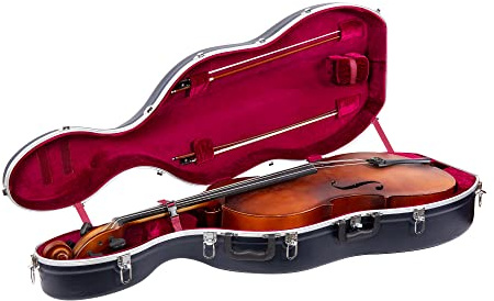 Crossrock Cello Case with Backpack and Wheels, Removable Shoulder Straps, For 4/4 and 3/4 Size Cello, ABS Molded, Blue(CRA862CEFBL)