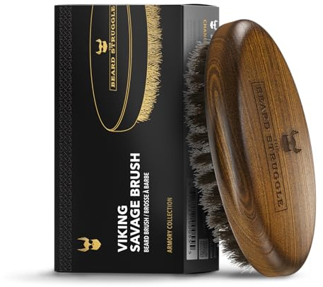 The Beard Struggle Men’s Beard Brush – Durable Nylon Bristles with Polished Beechwood Handle – Travel Size Beard Grooming Brush for All Beard Types
