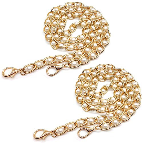 HAOBIN 2 StüCke Handtaschenkette Metall GeldböRse Ketten Riemen Tasche Kette Trageriemen Perlen Kette Trageriemen Ketten Perlen Taschen Replacement Chain 100cm Riemen Ersatztasche Accessoire AnhäNger