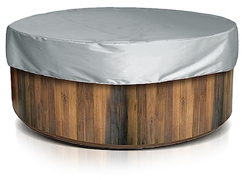 Rund Vattentät Spabad Överdrag, 190cm, Grå Polyester Taft, Bärbar Utomhus Uppblåsbar Pool Skydd