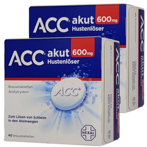 ACC akut 600mg 2x 40 Brausetabletten - Hustenlöser, erleichtert das Abhusten - nur eine Tablette pro Tag I Sparset mit Pharma Perle Duschgel
