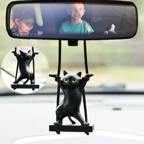Yueser Anhänger für Rückspiegel, niedliche Katzen, schwingende Ornamente, lustiges hängendes Zubehör, kreatives hängendes Ornament