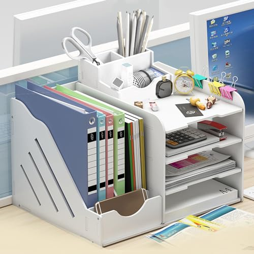 SLTAXAR Dokumentenablage A4 Weiß Briefablage Ablagefächer PVC Schreibtisch Organizer Papierablage Aktenaufbewahrung Dokumentenhalter Ordner Ablagefächer stapelbar für Büro Zuhause Schule Office