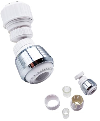 Brise-jet universel pour robinets de cuisine, double jet, pivotant articulé, aérateur chromé douche pour évier, douche d'économie d'eau et filtre avec adaptateurs pour tuyaux en caoutchouc