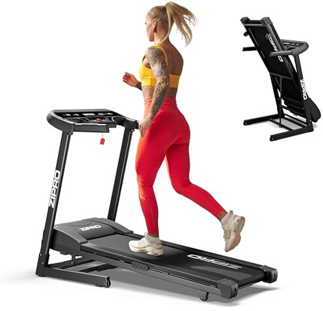 ZIPRO Laufband für Zuhause Klappbar 1-12 km/h, 15 Neigungsstufen – Laufband mit Steigung, Walking Pad Klappbar mit APP, Kompakte und Leise Walkingpad mit LED-Anzeige (Pulse)