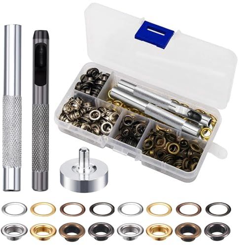 200 Pezzi Occhielli Per Teloni,Occhielli Per Tende,5mm Occhielli Tende Grommet Kit Occhielli In Metallo,Occhiello Strumento Kit,Adatto Per Borse In Pelle, Abbigliamento Artigianato Fai Da Te
