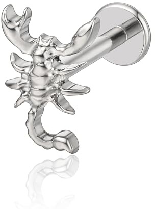limerencia 18G Tappo Labret in Titanio, Bordino Ipoallergenico Lip Piercing con Dorso Piatto e Filo Interno per Tragus Bioflex Helix, Naso Cartilagine Conch 6 mm 8 mm 10 mm