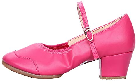 Women's Latin Dance Shoes Chunky Platform Mid Block Buckle Strap Closed Toe Work Walking Pumps Shoes Evening Wedding Party Jazz Shoes Practice Tango Salsa Ballroom Dances Shoes Hot Pink