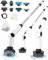 Cepillo De Limpieza Eléctrico, [4 ángulos Ajustables] [Pantalla de Batería] Homtronics Fregadora Giratoria Eléctrica with 8 Cepillo Reemplazables, 450RPM de Alta Potencia para Baño, Azulejos-Blanco