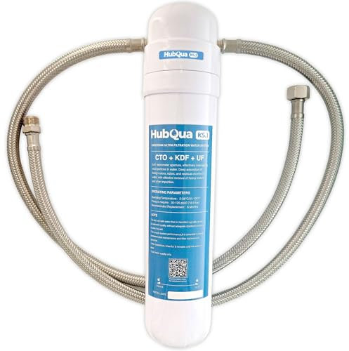 ​HubQua K5.1 - Filtre à Eau Anticalcaire Compact Certifié NSF avec UltraFiltration 0,01 Microns pour Installation Sous Évier - 6 Mois d'Utilisation, Cartouche 3-en-1, Filtration Maximale et Économies