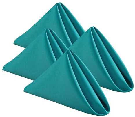 DWCN Set di 6 tovaglioli di stoffa lavabili in poliestere con bordi orlati, per ristorante, feste e matrimoni, 45 x 45 cm, colore: turchese