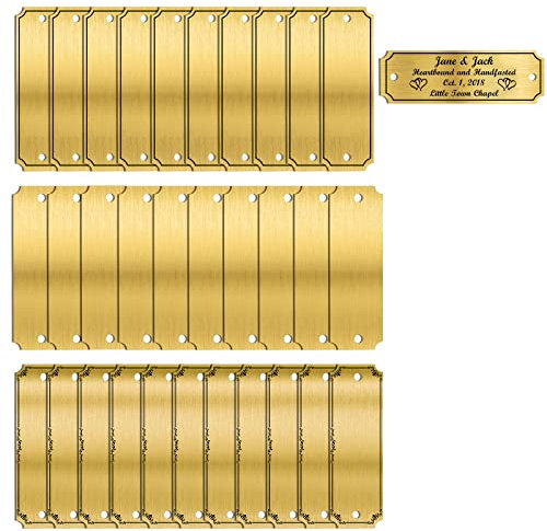 Candeon Letrero de latón personalizado con grabado, 30 unidades de 3 x 1 pulgadas, placa de nombre vacía, placa conmemorativa para tornillos, placa de metal grabada con láser para placa de puerta