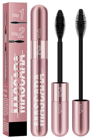 Natürliche Prime Lash Mascara, wasserfeste Braune Volumen Mascara, 4D Seidenfaser Mascara Schwarz für Frauen, extra lang & dick, klumpenfrei, lang anhaltende Formel
