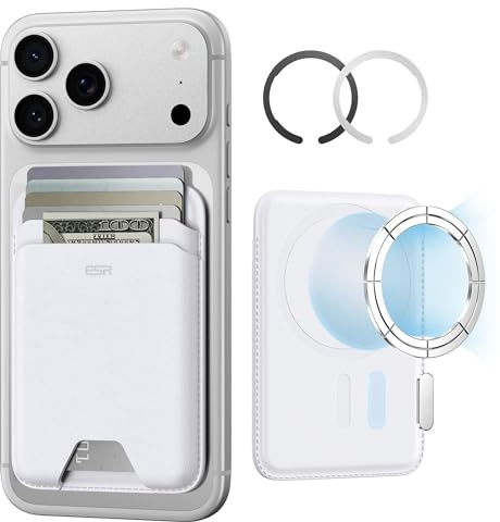 ESR für MagSafe Wallet, 5 Karten Halter, RFID Schutz, iPhone Wallet mit 3200g Magnetstärke, Veganes Leder, für iPhone 17e/17/16/15/14/13/12 Serie und Ausgewählte Samsung Geräte, Titan Wüstensand