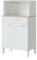 duehome | Alacena de Cocina, Mueble Auxiliar 2 Puertas + 1 Cajon y Estante Interior, Modelo Colin, Acabado en Blanco Artik y Roble Canadian, Medidas: 72 cm (Ancho) x 126 cm (Alto) x 40 cm (Fondo)