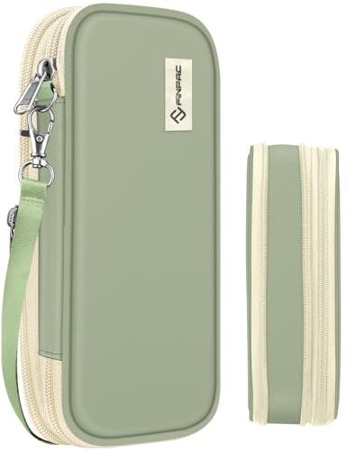 FINTIE Astuccio di Grande Capacità, Espandibile Portatile Cancelleria Portamatite Trucco Borsa con Cerniera per Scuola Ufficio Adulto Ragazze Ragazzi Studenti, (Verde)