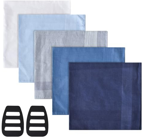 5 Pezzi Fazzoletti da Uomo in Cotone, 40×40cm Fazzoletti Artigianali da Uomo, Fazzolettis Men Stile Maschile, Set di Fazzolettis da Taschino da Men con 2 Portafazzoletti, per Matrimoni, Cene di Lavoro