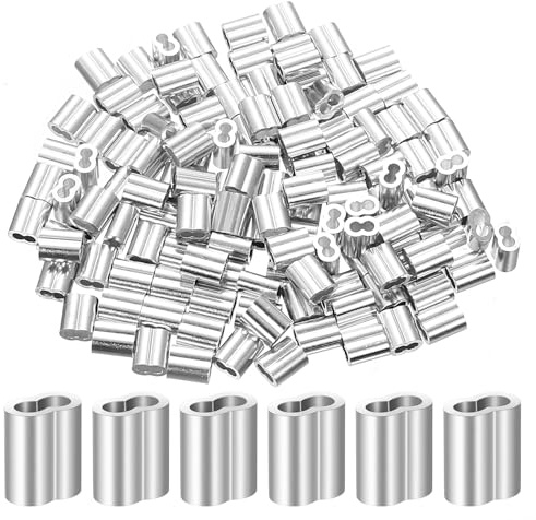 130Pz Manicotti in Alluminio, Ghiere in Alluminio per Fune Metallica, Cavo Crimps in Alluminio a Doppio Foro, Morsetto Maniche per Cavo, Funi, Corda in Acciaio, M2