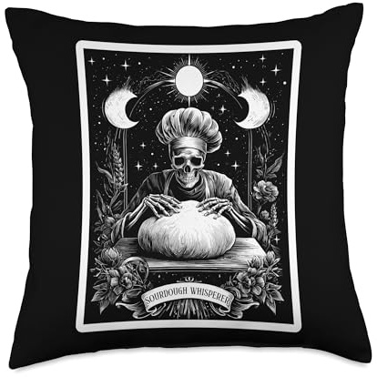 The Sourdough Whisperer Bread Baking Bread Baker Tarot Card Throw Pillow