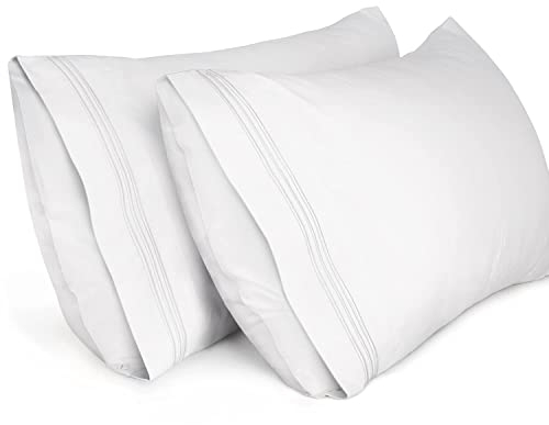 Lirex 2-Pack Fundas de Almohada 1800 hilos, Tamaño 50 cm x 75 cm Fundas de Almohada de Microfibra Suave Cepillada, Transpirables sin Arrugas y Lavables a Máquina, Blanco