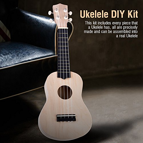 Ukulele DIY Kit, 21 Zoll Ukulele aus Lindenholz, 4 String Ukelele DIY Set für Anfänger Kinder Erwachsene