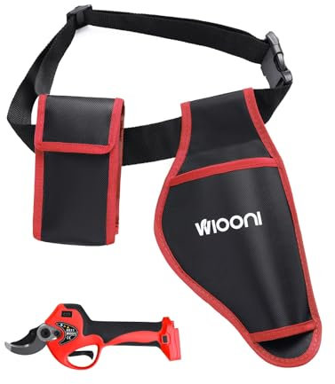 WIOONI Funda para tijeras de podar eléctricas, funda para tijeras de podar con bolsa de batería (rojo)