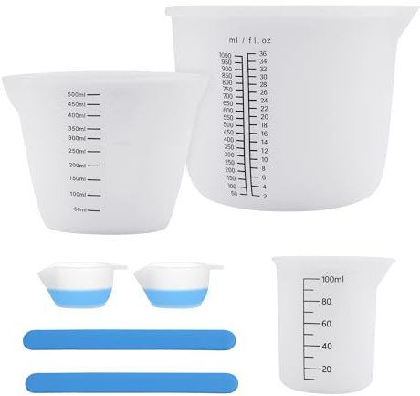 Silikonmätkopp set för epoxiharts, 1000 ml/500 ml/100 ml, mätkopp av silikon, gör-det-själv, lätt att rengöra, former, smyckestillverkning, lätt att rengöra