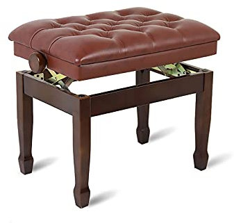 CAFIEDR Banco de Piano de Madera, cómodo Taburete para Teclado, Taburete de Piano de Lujo, 60 x 40 x 50-60 cm, Adecuado para práctica Musical