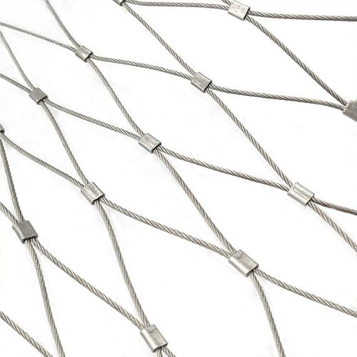 Wzmazingly Edelstahl-Drahtseilnetz, Masche 8cm Maschendrahtzaun, Schlagfest Geflügel Tier Schutznetz Für Garten Bauernhof(2x2m)