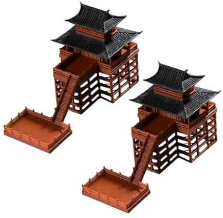 ibasenice 2piezas Estatuas Jardín Miniatura Pabellón Pagoda Decoración Bonsái Accesorios Zen