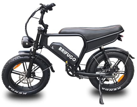 BRIFUGO 20 pollici 4.0 Fat Tire E-Bike Cargo per adulti, potente motore 48V brushless e-bike, telaio in lega di alluminio, forcella di sospensione bici elettrica con portapacchi per uomo e donna