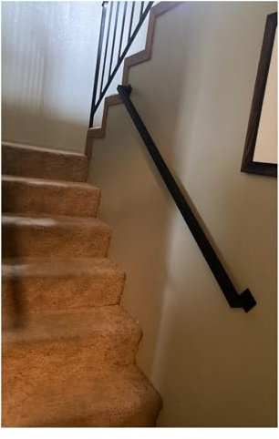 Escalera de metal negro - Soporte de pared resistente para escaleras, varillas de apoyo para ancianos y niños, juego completo, longitudes ajustables de 2,4 m a 7 m