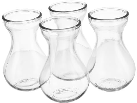 Healifty Lot De 4 Vases en Verre Transparents pour Arrangement Hydroponique De Plantes, Conteneurs Compacts en Verre, Décoration Polyvalente pour Maison, Bureau Et Jardin